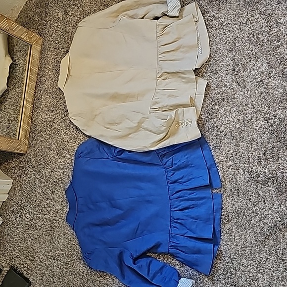 2 STUNNING CECE CROP LINEN BLAZERS blue and natural - Picture 3 of 14